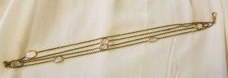 Victorian 14k Gold Rope Watch Fob Chain Necklace Glass Crystal Cabuchons 52.  25 "