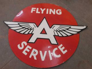 Porcelain Sign Flying A Service Double Sided Enamel Sign Size 36 " Inches