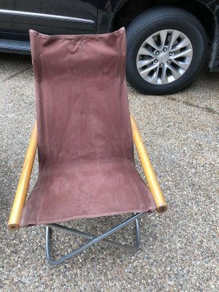 Takeshi Nii Ny Vintage Rocking Chair Canvas Folding Mid Century Rust Brown
