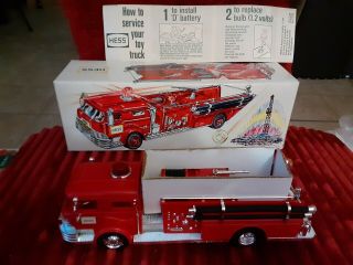 Vintage 1970 Hess Toy Fire Truck With Inserts Light & Motor