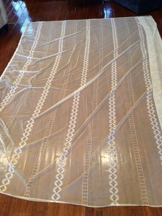 1 Antique Vintage French Tambour Net Lace Cotton Sheer Curtain Panel 96”x 116”