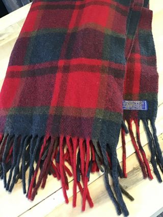 Pendleton Wool Blanket Throw Plaid Red Blue Green 53x70”,  5” Fringe