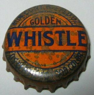 Golden Whistle Orange Soda Bottle Cap; Pre - 1935; St.  Louis,  Missouri; Cork