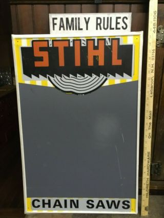 Vintage Metal Sign Chalkboard Stihl Chain Saw Chainsaw 30 X 19 1/2 " Sign