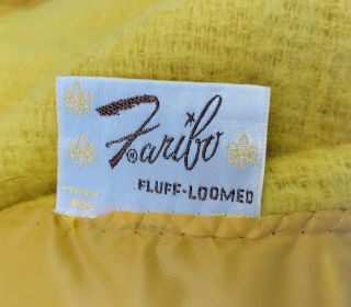 Vintage Faribo Wool Blanket Queen Blanket.  Yellow w/Satin Trim 1950 ' S MCM USA 3