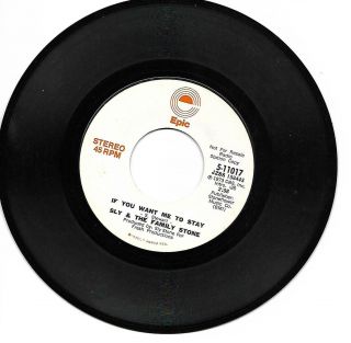 Sly And The Family Stone - " If You Want Me To Stay " 7 " Promo 45 1973