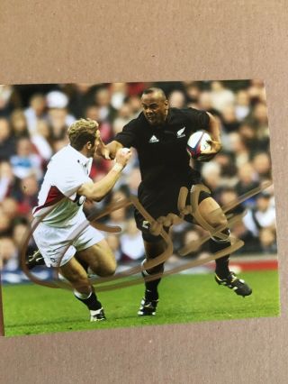 Jonah Lomu Hand Signed Photo Autograph Rugby Zealand All Blacks