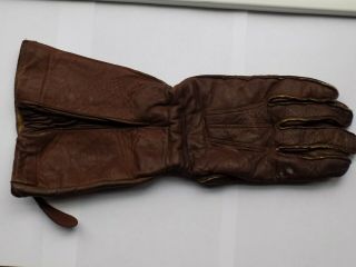 Vintage Ww2 Raf Air Ministry Leather Flying Gauntlet Glove - Single Lh