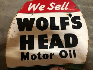 Wolf ' s Head Double Sided Vintage Porcelain Oil Sign Circle Pennsylvania 3