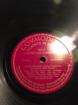 78 Rpm Billie Holiday I Cover The Waterfront & Lover Come Back To Me Commodore