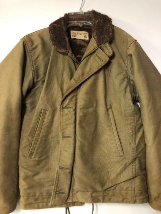 Vintage 1940 Wwii Usn Size 36 Navy Contract Nxsx 70201 Deck Jacket