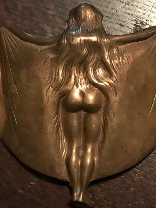 ANTIQUE ART NOUVEAU BRONZE NAUGHTY GIRL PINUP - UP Dish or Ashtray,  19th Century 2