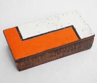 Rare Raymor Cigarette / Trinket Box By Aldo Londi - Orange & White - Bitossi Mcm