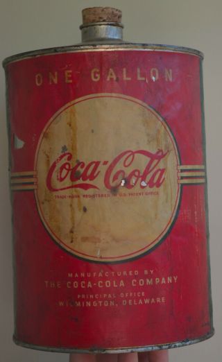Coca Cola 1930s 1 Gallon Metal Syrup Can With Paper Label -