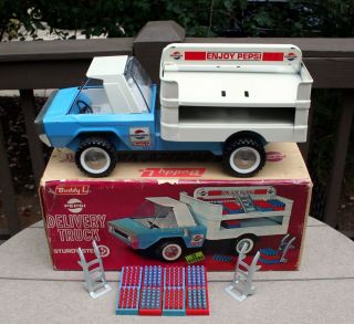Vintage Buddy L Pepsi Cola Delivery Truck W Box Crates Dolly Near