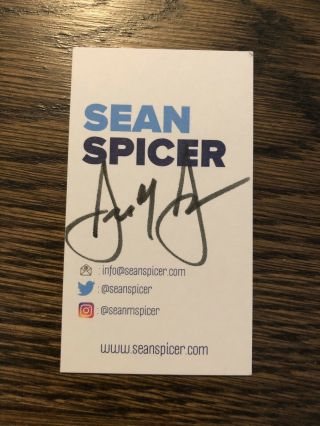Sean Spicer Signed Business Card Donald Trump Press Sec Autograph Autographed