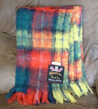Glentana Buchanan Tartan Travel Rug Throw Blanket 70/30 Mohair Wool 49 " X 35 "
