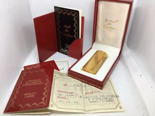 Vintage Cartier Gas Lighter Swiss Made Gold Stripe Pattern
