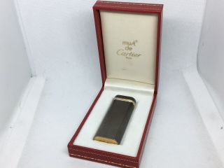 Vintage Cartier Gas Lighter Swiss Made Gold Gunmetal Trinity