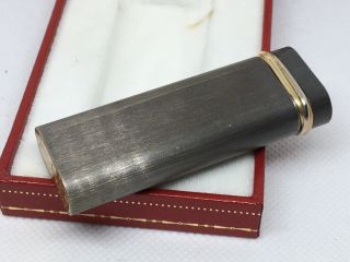 Vintage Cartier Gas Lighter swiss made Gold Gunmetal Trinity 3