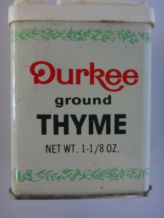 Vintage Durkee Spice Tin - Ground Thyme 1 - 1/8 Oz.