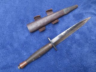 British Early Ww2 Fairbairn Sykes Dagger Fighting Knife And Sheath