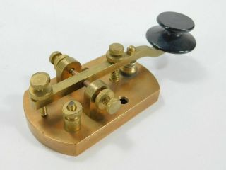 Vintage Brass Spark Gap Straight Telegraph Key W/ Large Contacts