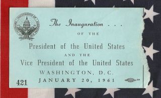 John F.  Kennedy Jfk Political Campaign Democratic 1961 Inauguration Ticket