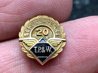Toledo,  Peoria & Western Railroad 10k Gold Stunning 20 Years Service Award Pin.