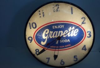 Vintage Grapette soda lighted advertising clock Pam. 2