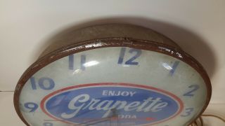 Vintage Grapette soda lighted advertising clock Pam. 3