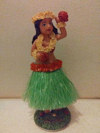 Hawaii Souvenir Hula Girl Dashboard Doll 6 1/2 " Tall C.  K.  C.  Co Green Skirt