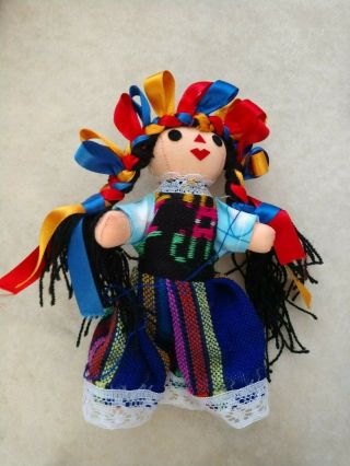 1 Piece Small Hand Crafted Mexican Rag Doll,  Maria Doll,  Mexico 5 " - 6 " Tall,