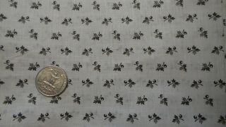 Antique Cotton Shirting Fabric Black Floral On White 1 Yd/24 " Wide
