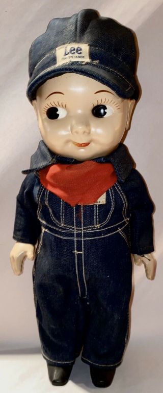 Vintage Buddy Lee Doll Union Engineer W/ Hat And Bib Coveralls.  Near Perfect