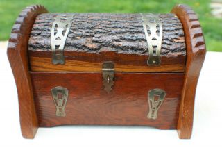 Vintage Mission Oak Stickley Roycroft Era Homemade Box C.  1910 Metal Work
