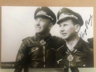Hugo Broch Signed Autograph 4x6 Photo German Wwii Fighter Acr Pilot History