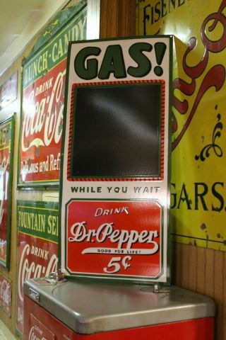 Neat 40 " Drink Dr Pepper Soda Pop Gas Porcelain Metal Sign Service Texas Station