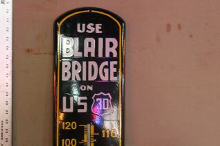 Rare 39 " Lincoln Hwy Blair Bridge Us30 Porcelain Metal Thermometer Dealer Sign