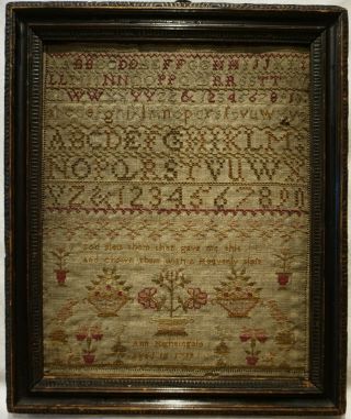 Late 18th Century Alphabet,  Motif & Verse Sampler By Ann Nightingale - 1799