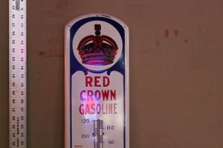 Rare 39 " Standard Red Crown Polarine Porcelain Metal Thermometer Dealer Sign