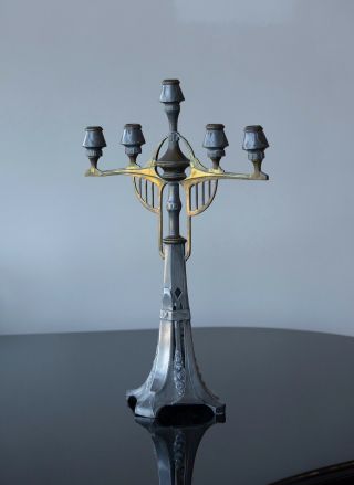 Art Nouveau Candlestick,  Jugendstil,  Wmf,  Kayserzinn,  Joseph Maria Olbrich