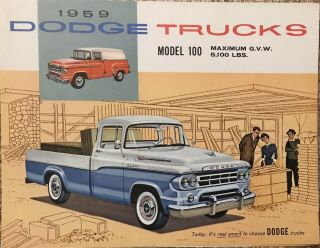 Ex Vintage 1959 Dodge Truck Advertising Foldout Sales Brochure Model 100