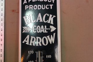 Rare 39 " Black Arrow Coal Oil Porcelain Metal Thermometer Dealer Sign Gas