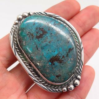 Bennett Pat.  Pend Old Pawn Vintage Sterling Silver Turquoise Bolo Tie Pendant
