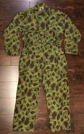 Wwii Us Army Hbt Camouflage Coveralls,  38r