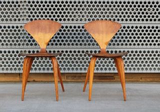 Walnut Norman Cherner Plycraft Side / Dining Chairs Mid Century 1950s