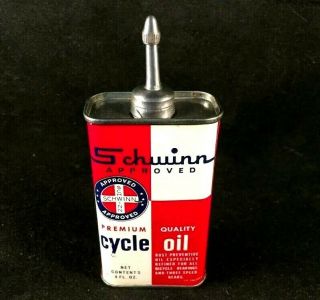 Schwinn Premium Cycle Oil Handy Oiler Lead Top Rare Old Advertising Tin Oil Can