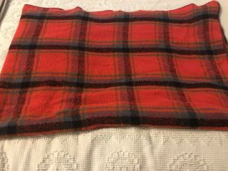 Vintage Chatham Red Gray Black Plaid Lightweight Throw Blanket 47”x72”