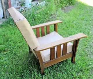 ANTIQUE MISSION ARTS & CRAFTS OAK ROYAL EASY CHAIR WITH FOOTREST 2